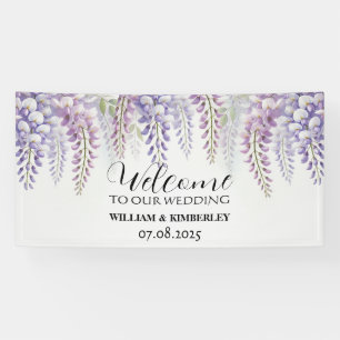 Wisteria Purple Flowers Elegante Wedding Banner