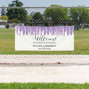 Wisteria Purple Flowers Elegante Wedding Banner