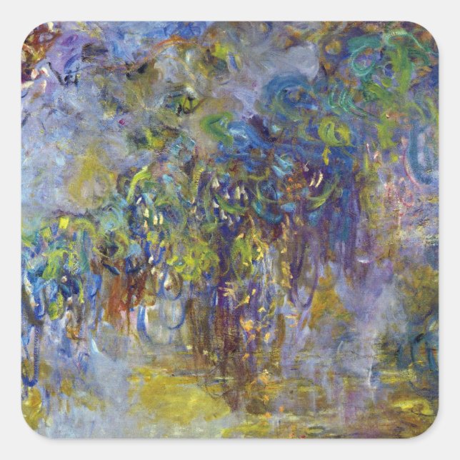 Wisteria (rechte Hälfte) von Claude Monet Quadratischer Aufkleber (Vorderseite)