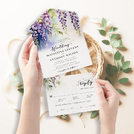 Wisteria Romantic Garden Party Lila Blue Wedding All In One Einladung