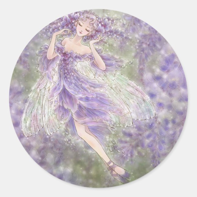 Wisteria Round Sticker (Vorderseite)