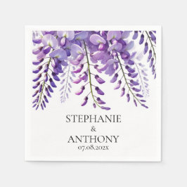 Wisteria Rustic Purple Floral Elegant Wedding Serviette