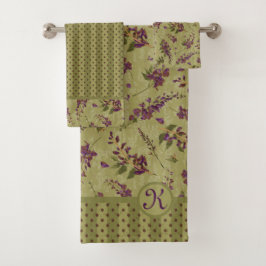 Wisteria Tossed Blume Mit Monogramm Badhandtuch Set