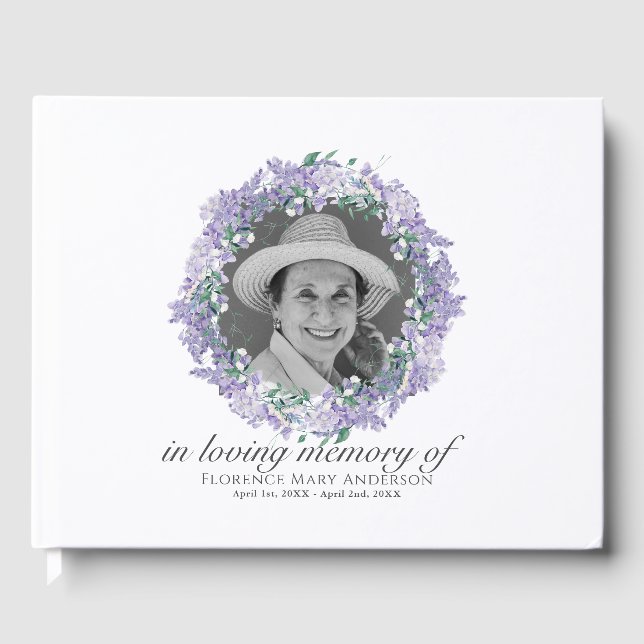 Wisteria Wreath Foto Gedenkfeier Gästebuch (Vorderseite)