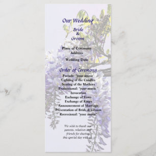 Wisterien-Hochzeitsprogramm beginnt zu öffnen Programm