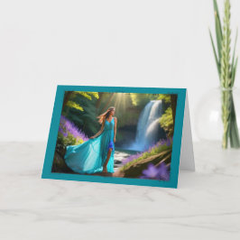 Wistful Waterfall Woman's Geburtstagskarte Karte