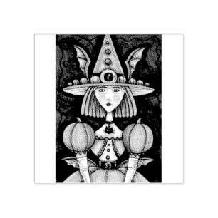 WITCH BAT GIRL, GOTH HALLOWEWEWEEN RUBBER BRIEFMAR GUMMISTEMPEL