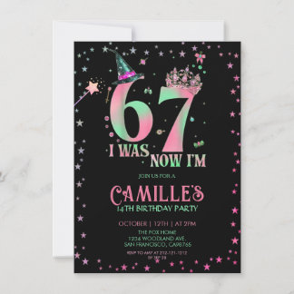  Witch Birthday I Was 6 Now I'm 7 Einladung