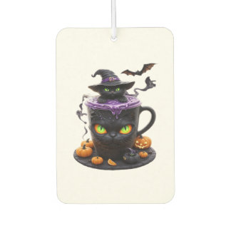 Witch Cat Halloween Latte  Creepy Cute Coffee with Autolufterfrischer