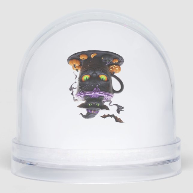 Witch Cat Halloween Latte  Creepy Cute Coffee with Schneekugeln (Vorderseite)