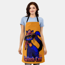 Witch Cat, Halloween Pixel Art Schürze