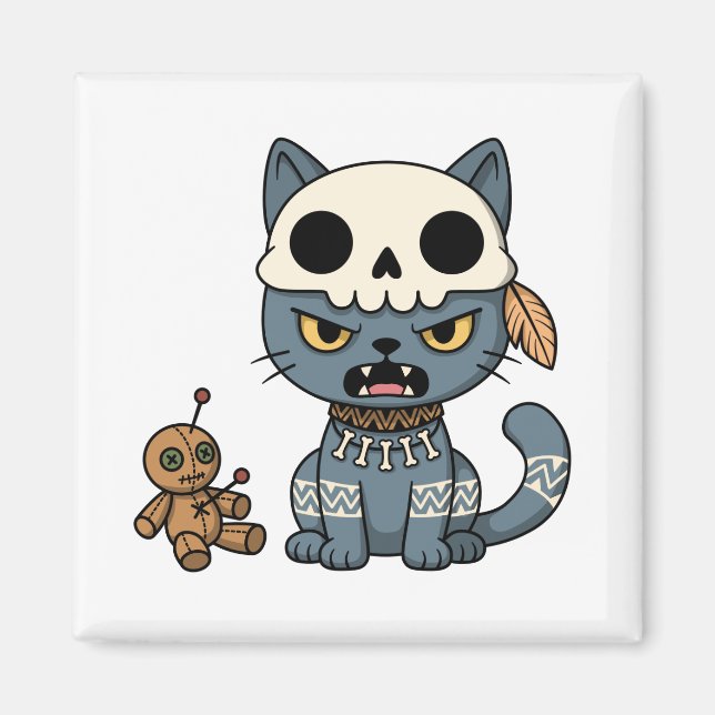 Witch Cat Voodoo Doll Magnet (Vorne)