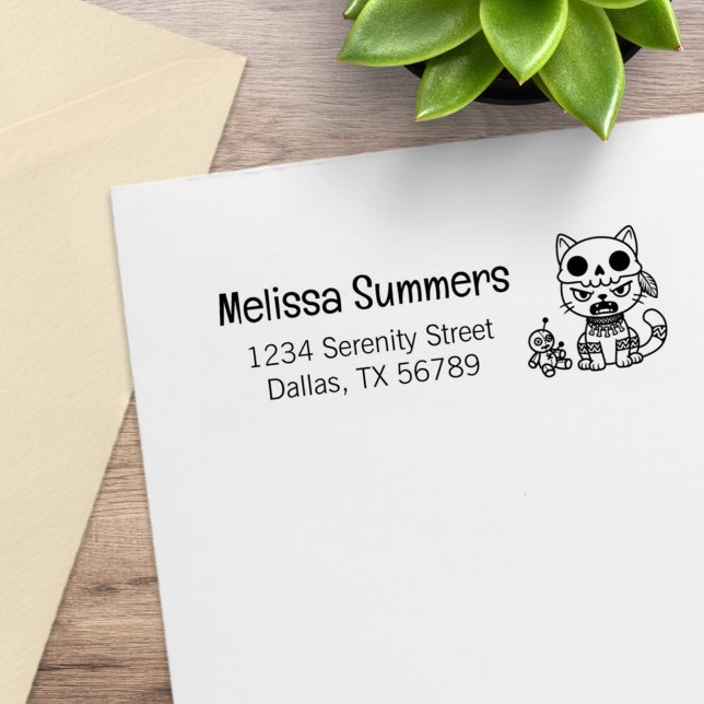 Witch Cat Voodoo Doll Return Address Gummistempel (Von Creator hochgeladen)