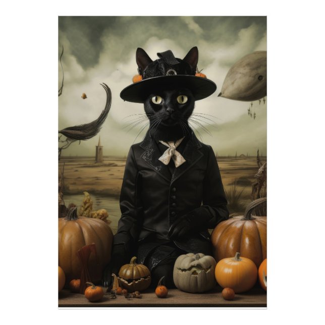Witch Cat with Pumpkins  Fotodruck (Vorne)