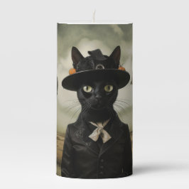 Witch Cat with Pumpkins  Stumpenkerze