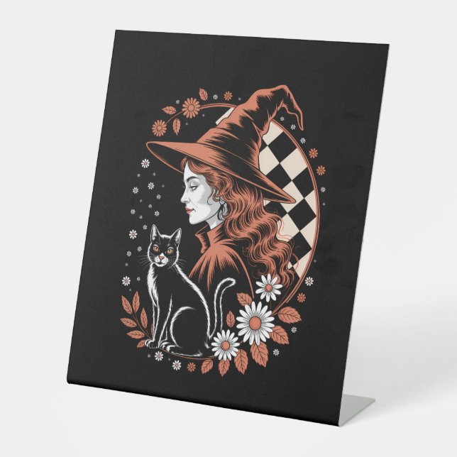 Witch Checkered Halloween Sockelschild (Vorderseite)