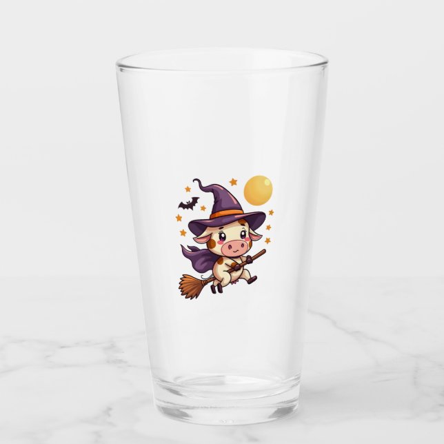 Witch Cow on a Broomstick Glas (Vorderseite)
