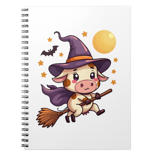 Witch Cow on a Broomstick Notizblock (Vorderseite)