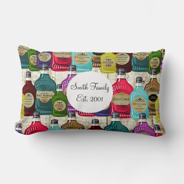 Witch Doctors Magic Potion Apothecary Tonic Bottle Lendenkissen (Vorderseite)