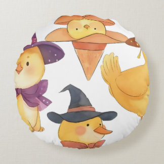 Witch Duck Rundes Kissen