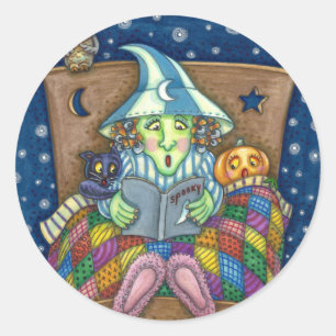 WITCH ERZÄHLEN SPOOKY BEDTIME STORIES, HALLOWEEN RUNDER AUFKLEBER