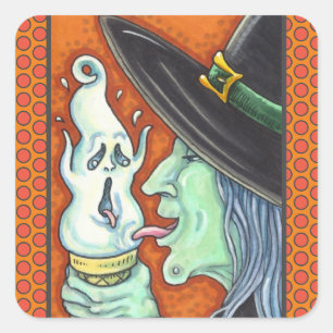WITCH ESSEN SKREAMING EISKRAUKONE, HALLOWEEN QUADRATISCHER AUFKLEBER