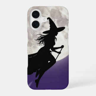 Witch Flying Across Full Moon Phone Case iPhone 16 Hülle