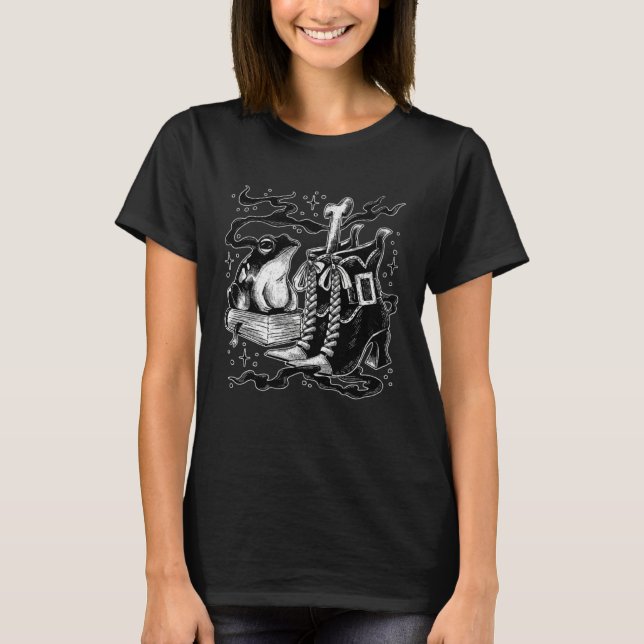 Witch Frog & Shoes Wiccan Wicca Pagan Magic Spooky T-Shirt (Vorderseite)