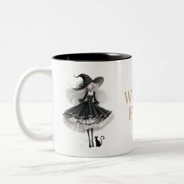 Witch Fuel Gothic Witch Coffee Mug Zweifarbige Tasse (Links)