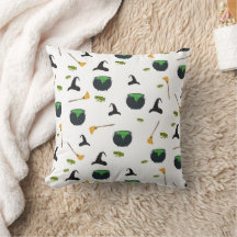 Witch Hat Broom Caldron Halloween Pattern