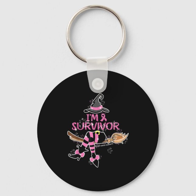 Witch Im A Survivor Halloween Breast Cancer Awaren Schlüsselanhänger (Vorderseite)