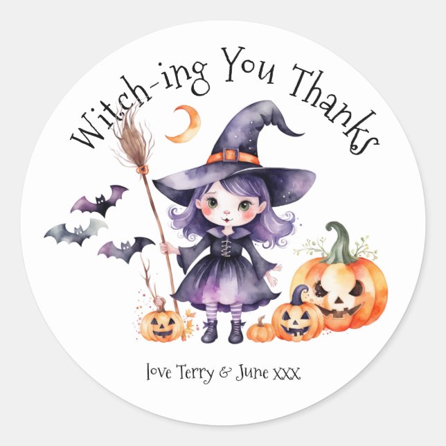 Witch-ing Sie danken Halloween-Party Gefallen Stic Runder Aufkleber (Vorderseite)