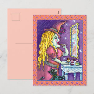 WITCH LIPSTICK, PERFUME & NAIL POLISH, FUNNY NIEDL FEIERTAGSPOSTKARTE