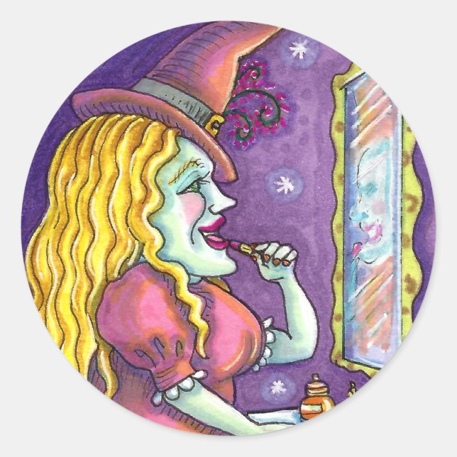 WITCH LIPSTICK, PERFUME & NAIL POLISH, FUNNY NIEDL RUNDER AUFKLEBER (Vorderseite)
