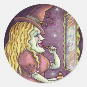 WITCH LIPSTICK, PERFUME & NAIL POLISH, FUNNY NIEDL RUNDER AUFKLEBER