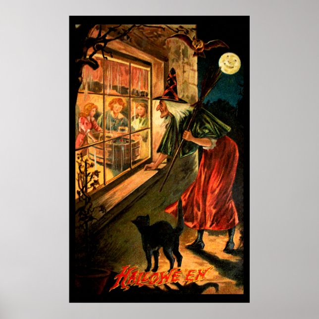 Witch Looking Through Window Poster (Vorne)