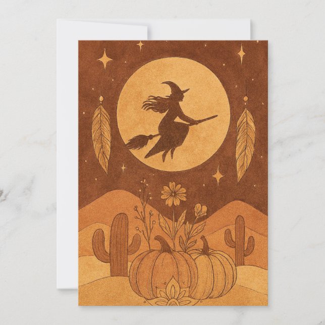 Witch Moon Halloween Boho Einladung (Vorderseite)