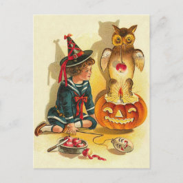 Witch Owl Jack O Lantern Pumpkin Postkarte