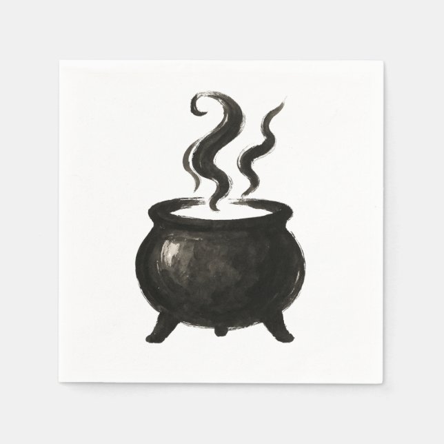 Witch’s Brew – Minimalist Halloween Cauldron on  Serviette (Vorderseite)
