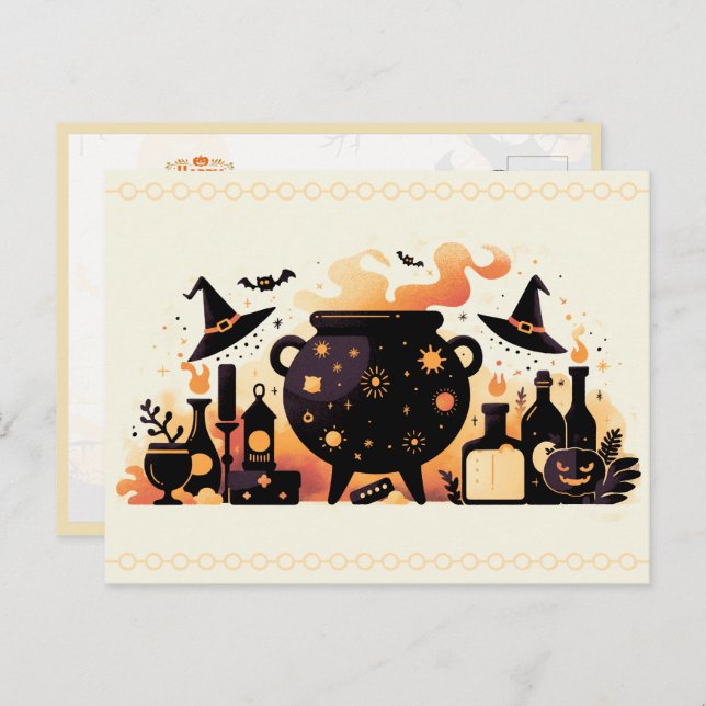 Witch’s Cauldron with Potions and Witchcraft Postkarte (Vorne/Hinten)