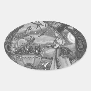 WITCH, SCHWARZE KATZE-BUGGY GOTHIC STICKERS SHEEOv