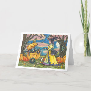 WITCH, SCHWARZE KATZE-BUGGY, Grußkartenleere Karte