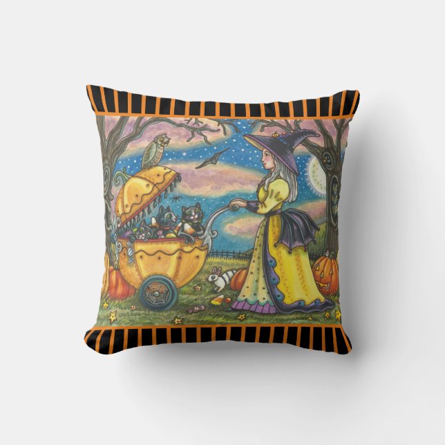 WITCH, SCHWARZE KATZE-BUGGY HALLOWEN DURCH PILLOW KISSEN (Vorderseite)