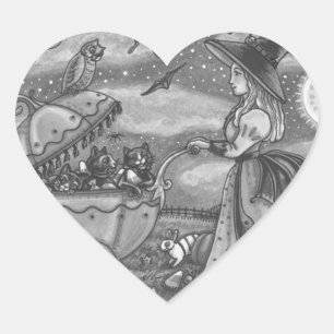 WITCH, SCHWARZE KATZE-BUGGY MIT KLEINEN KLEINEN Herz-Aufkleber