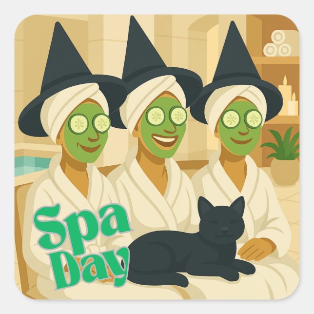 Witch Spa Day Funny Humor  Quadratischer Aufkleber (Vorderseite)
