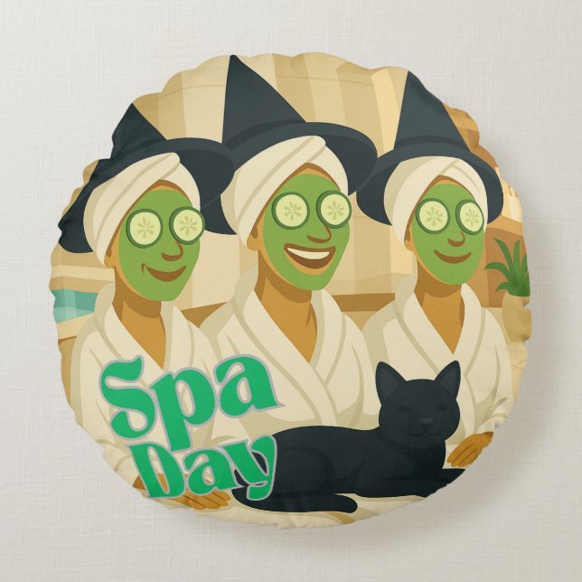 Witch Spa Day Funny Humor  Rundes Kissen (Vorderseite)
