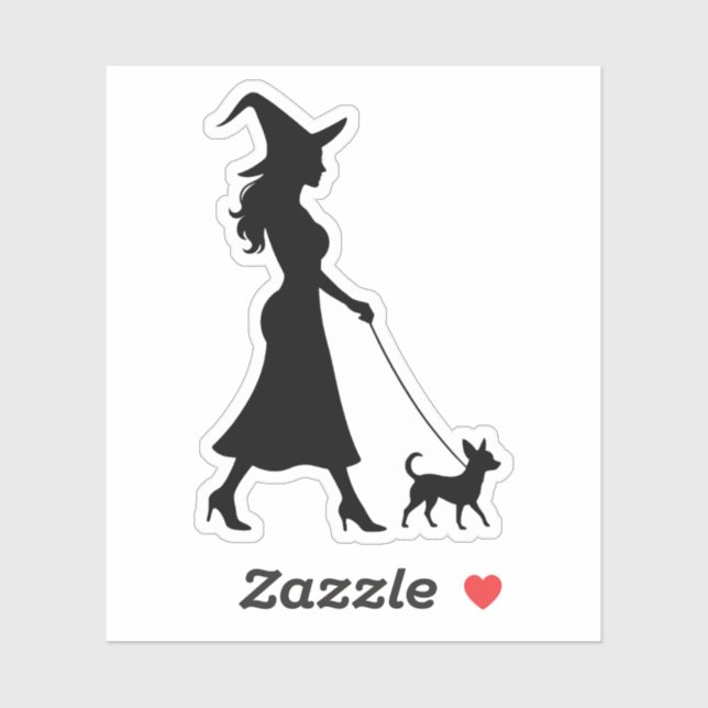 Witch Walking Chihuahua Aufkleber (Blatt)