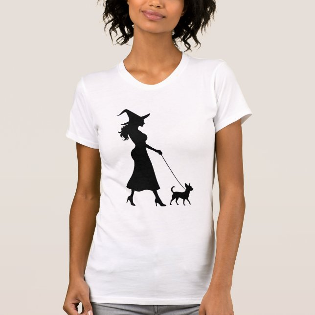 Witch Walking Chihuahua T-Shirt (Vorderseite)