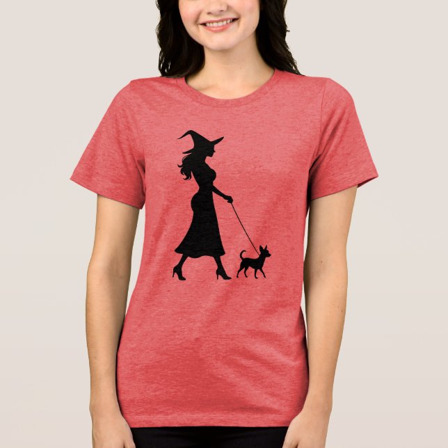 Witch Walking Chihuahua  Tri-Blend Shirt (Vorderseite)