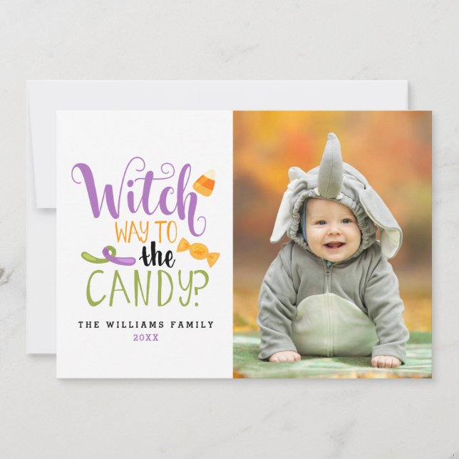 Witch Way to the Candy Halloween Cartes photos (Devant)